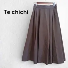 Te chichi ブラウン フレアロングスカート M ウエストゴム ふんわり春