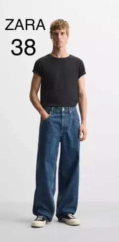 【新品】ZARA ドローストリングバギーデニムパンツ 38