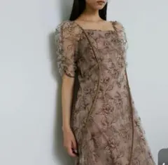 ANDRESD WAVE PIPING FRARE DRESS S イエロー - メルカリ