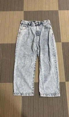 ヴィンテージ加工 ワイド デニム ケミカルウォッシュ