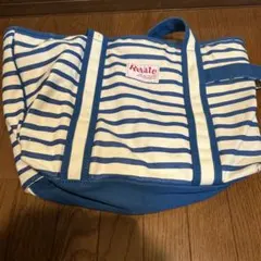Relate 青と白のストライプ トートバッグ