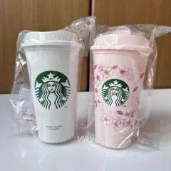 スタバ　リユーザブルカップ＆ベアリスタホールキャップ　ヘビ/さくら　セット