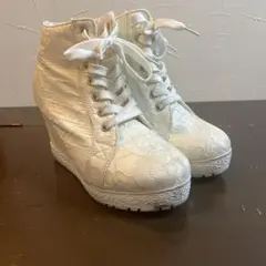 ホワイト レース ウェッジスニーカー