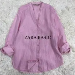 人気ZARA BASICザラベーシック　リネンシャツ ピンク