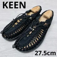 美品☆KEEN ユニーク　ブラック　27.5cm サンダル　編み込み　インナー付