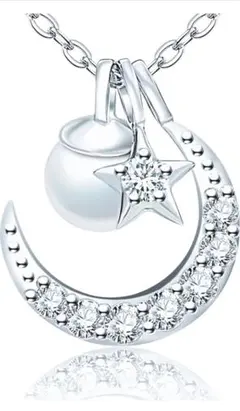 星月ネックレス レディース スワロフスキー ジルコニア