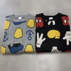 Disney Little Polpa総柄 セーター ミッキーL ドナルドL