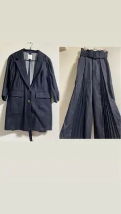 レディアゼル　ネイビー セットアップ ワイドパンツジャケット