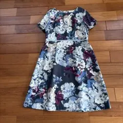 SCAPA 花柄 半袖 ひざ丈ワンピース 44