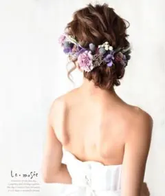 卒業式髪飾り ドライフラワー紫ヘアアクセサリー 振袖 成人式 結婚式 洋装和装