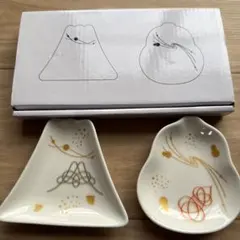 縁起絵皿2枚入り2セット 富士＆瓢箪 と 梅＆松 豆皿 小皿
