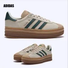 adidas Gazelle スエードスニーカー ベージュ/グリーン