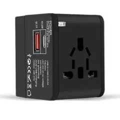 【箱ゆがみ有】 電源アダプタ 万国共通 変換プラグ USBポート付き