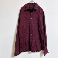 美シルエット★EXPRESS 1MX エクストラスリム シャツ Mワインレッド