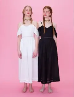 HONEY MI HONEY ドビー オフショルダー ロンパース　ホワイト