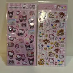 平成2枚セット☆サンリオキャラクターズ ラメ入り樹脂もりシール