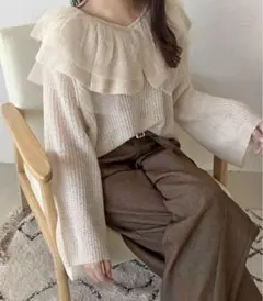 apres jour clair フリルデザインニット　トップス