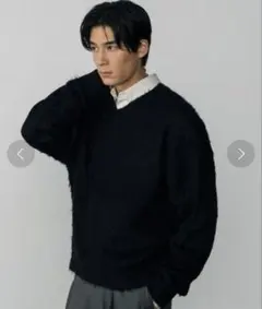 【完売品】「LURAKU」 長袖ニット LARGE ブラック メンズ