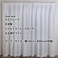 カエイレース パイルミラーレースカーテン水玉柄WH幅150cm×丈88cm2枚組のサムネイル