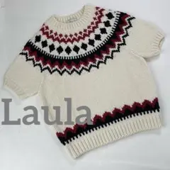 Laula ノルディック柄 ウール ニット セーター アイボリー 半袖