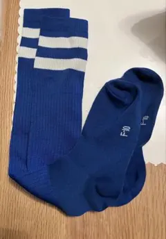 ストライプデザインソックス 22センチ　２足セット　青と黄緑