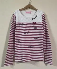 メゾピアノ　ボーダー　レース　長袖　トップス　Tシャツ　ロンT 160サイズ