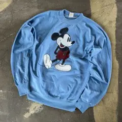 80S USA製 Disney オフィシャルスウェット ミッキー 水色 M