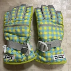 スノーグローブ　防水　手袋 青と黄 チェック柄 140 cmですが低学年