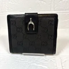 グッチ GUCCI 折り財布 GGキャンバス ホースビット ブラック