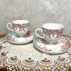 964 明治期 英国里帰り品 色絵陽刻美人富士文卵殻手 カップ＆ソーサー
