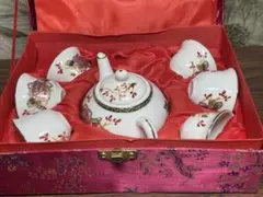 中国茶道具 陶器製 色彩 金彩 龍 花柄 茶器セット 湯呑 湯飲み茶碗 急須