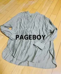 美品PAGEBOY シャツ 長袖 カーキ フリーサイズ ノンカラー