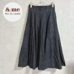 ダムサルダリー　デニムロングスカート　フレア　ブラックデニム　コットン100%