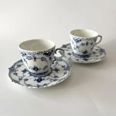 レア物希少ブルーフルーテッド フルレースカップ ソーサー皿のみ２枚 CATEGORY ブルーフルーテッド/BlueFluted フルレース/ヴィンテージ