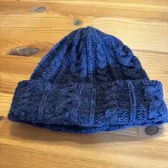 grn ダークブルー ケーブル編み ニット帽