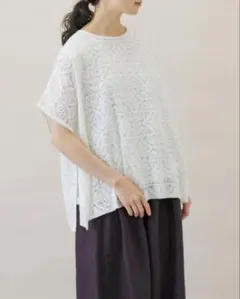 かぐれ　kagure　コットンラッセルレースポンチョホワイト 楽天市場】コットンラッセルレースポンチョ／かぐれ（kagure） : 丸井