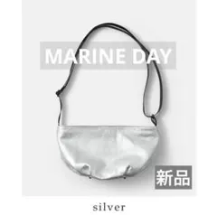 新品☆MARINE DAY レザーショルダーバッグ シルバー 本革　日本製のサムネイル