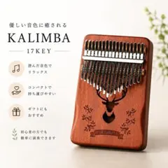 カリンバ 17キー 親指ピアノ 楽器 オルゴール 木製 英語説明書付きのサムネイル