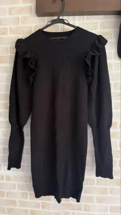 Bershka フリル付き長袖ニット L 黒