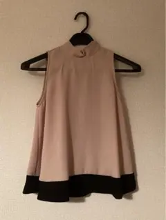 ★美品★レディースZARA BASIC ノースリバックリボンフレアカットソーF