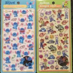 国内正規品　ボンボンドロップシール　ズートピア　　　　スティッチ2枚セット