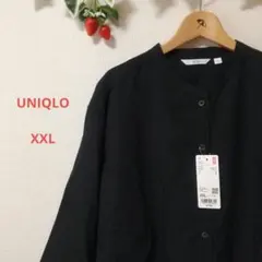 【UNIQLO】未使用 WOMEN リネンブレンドバンドカラーシャツ七分袖XXL