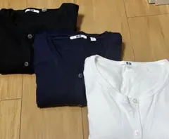 ユニクロUNIQLO クルーネックカーディガン　黒　白　紺　3色セット