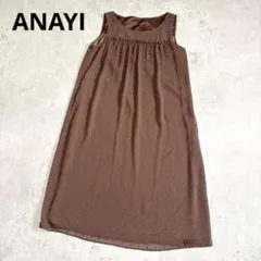 アナイANAYI ノースリーブギャザードットシアーAラインワンピース チュニックのサムネイル