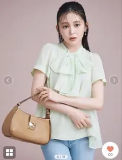 CELFORD【セルフォード】 【洗える】ボウタイリボンハーフスリーブブラウス