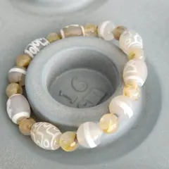 一線薬師 九眼 財神 天珠 ルチル ブレスレット 120k 天然石