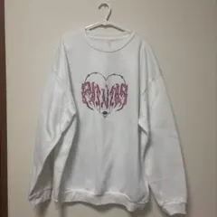 ハートロゴ プリント スウェット ホワイト XL 裏起毛
