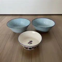 Francfranc フランフラン　幾何学模様 と南天模様のボウル 3点セット