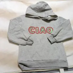 グレー Ciao 刺繍 フード付きトレーナー