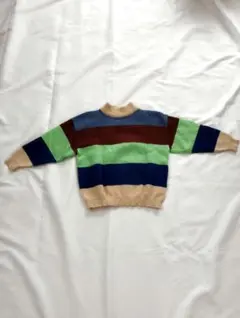 ストライプニットセーター ☆ハイネック110cm